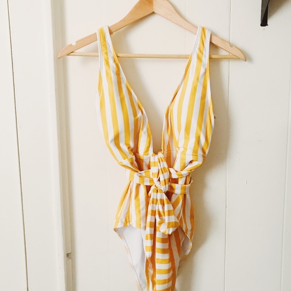 ZAFUL YELLOW STRIPED BATHING SUIT - Picture 1 of 5